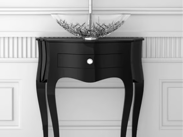LEONARDO CANTO BLACK ICE OVAL SMALL - Floor-standing console sink with drawers by Glass Design - view 2
